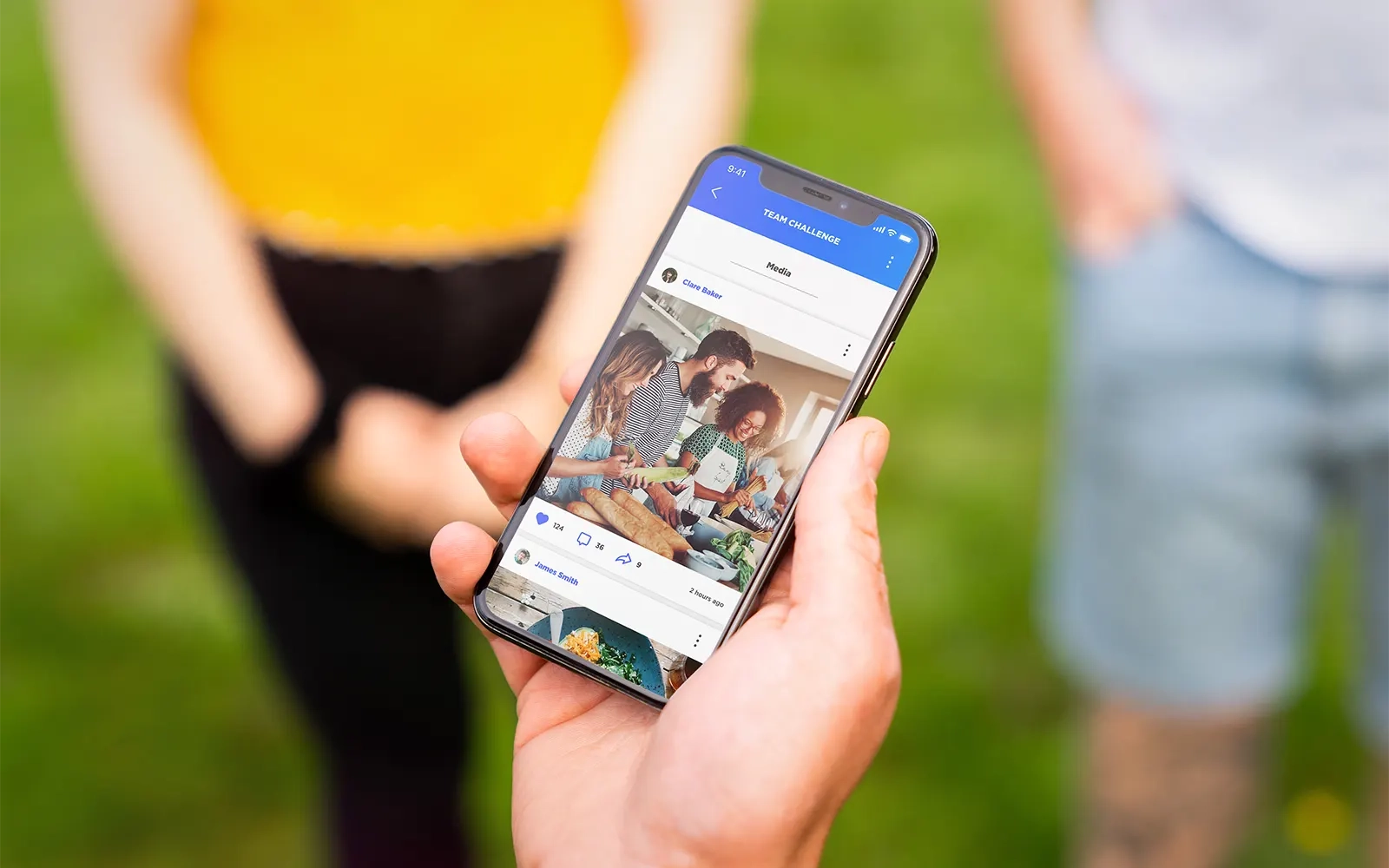 A close up of a smart phone showing the extended view page from the Challenge Social app