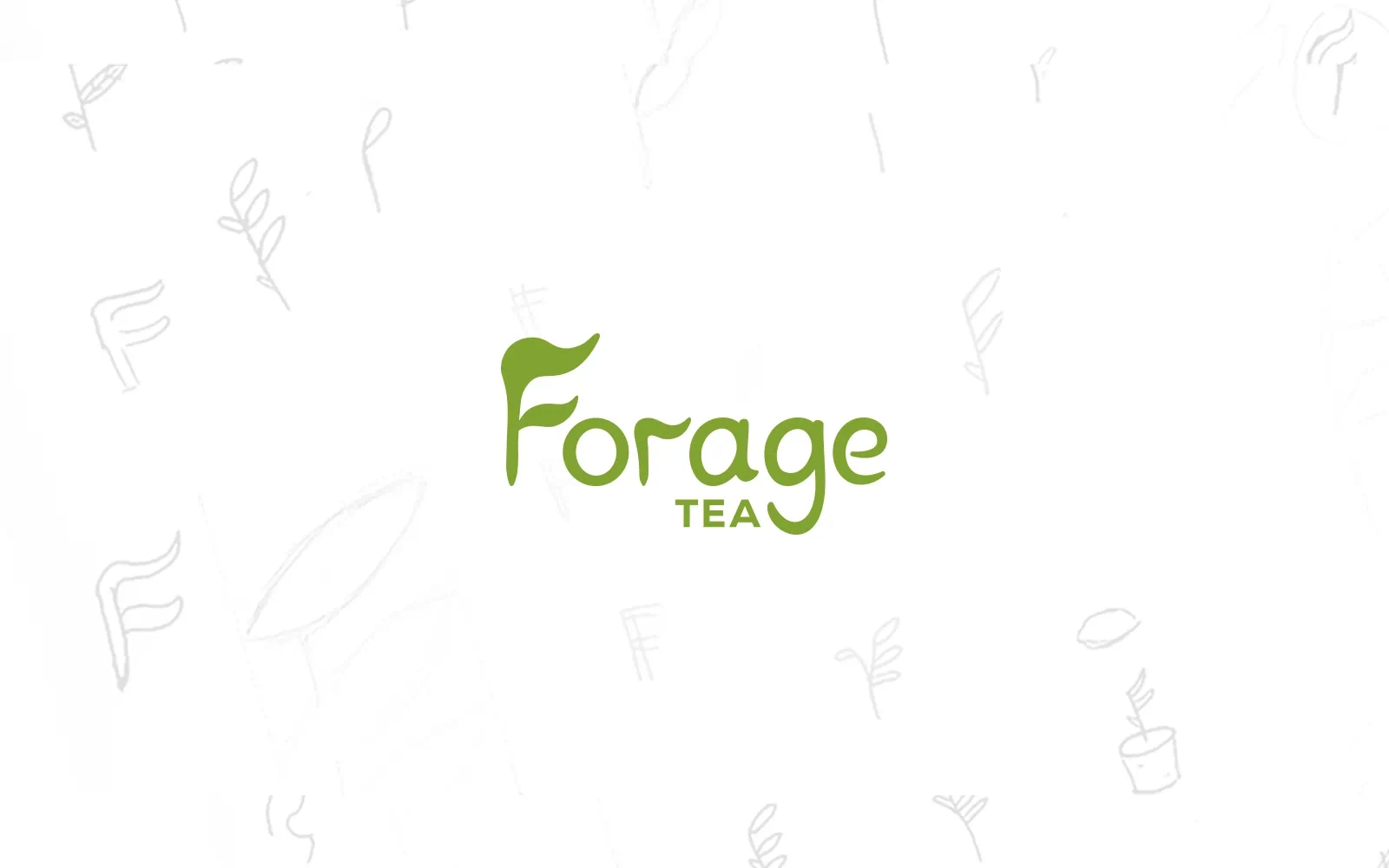 Inspired by nature, the Forage Tea logo is seen on a white background showing initial sketches of the logo