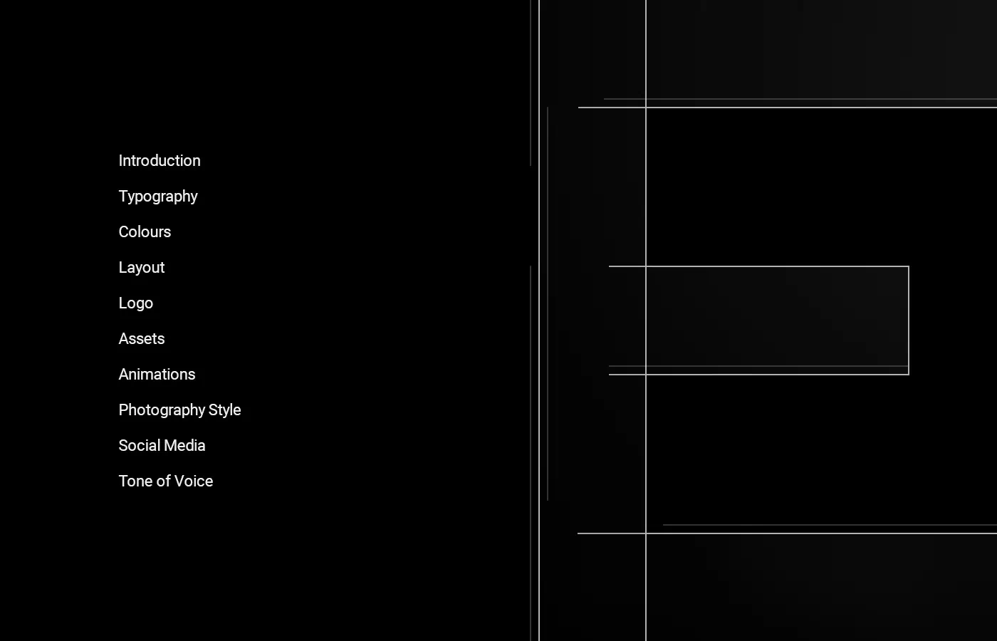 The contents page outlines the various categories in the Brand Guidelines