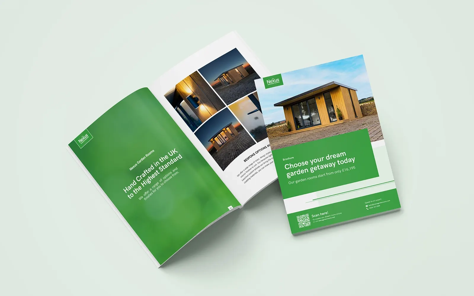 An open page of the brochure with the cover placed on top