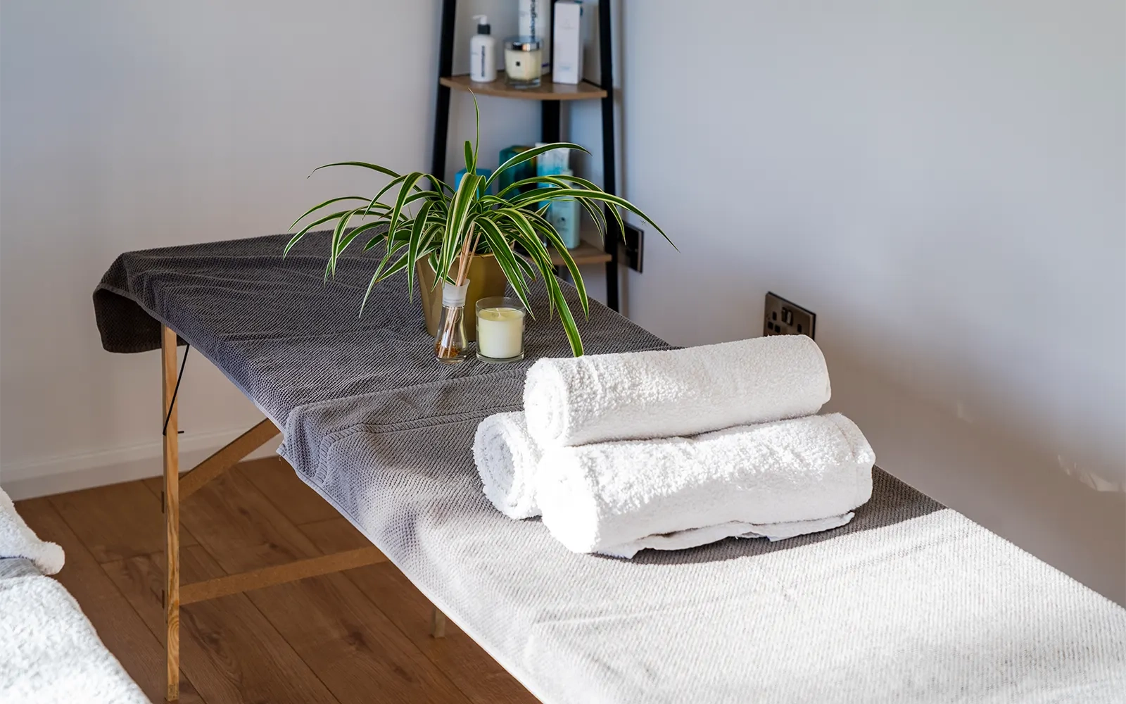 Interior shot of a garden room set up as a home salon