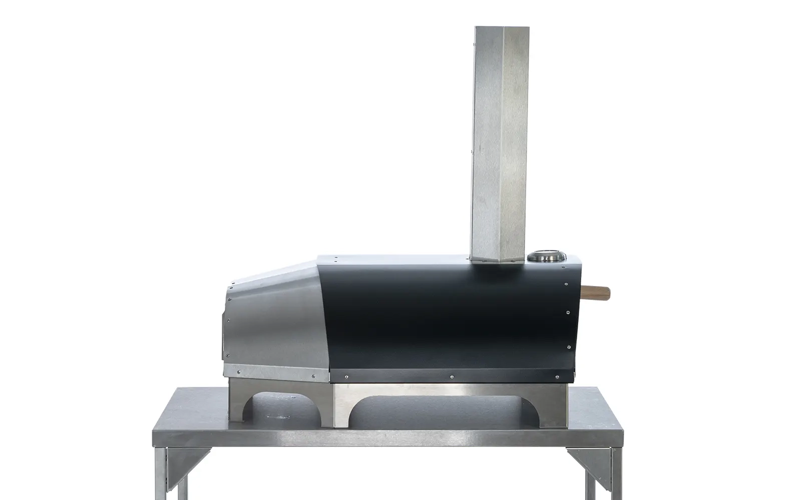 Side of The No.16 pizza oven against a white background